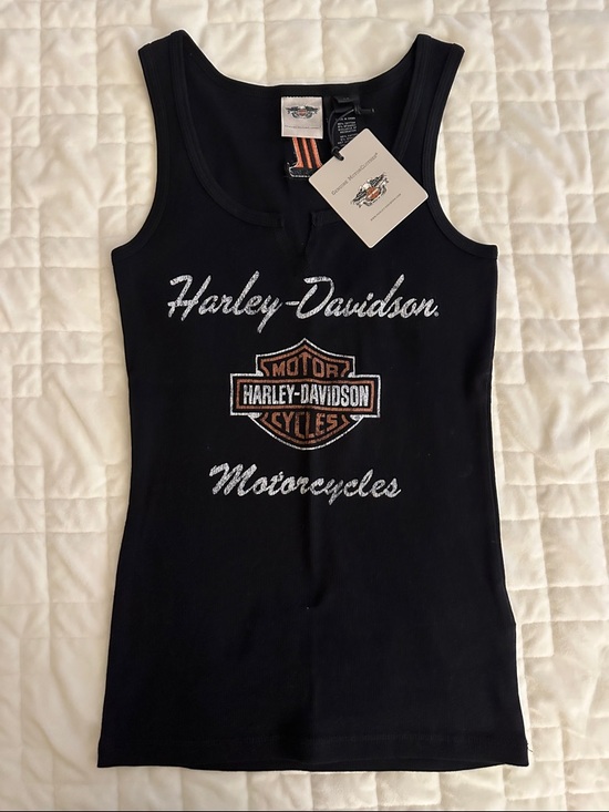 Harley-Davidson Tops - Harley-Davidson Black Tank with Orange & White Logo